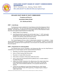 Document preview: Procedures and Policy for Vacation of Right-Of-Way - Highlands County, Florida