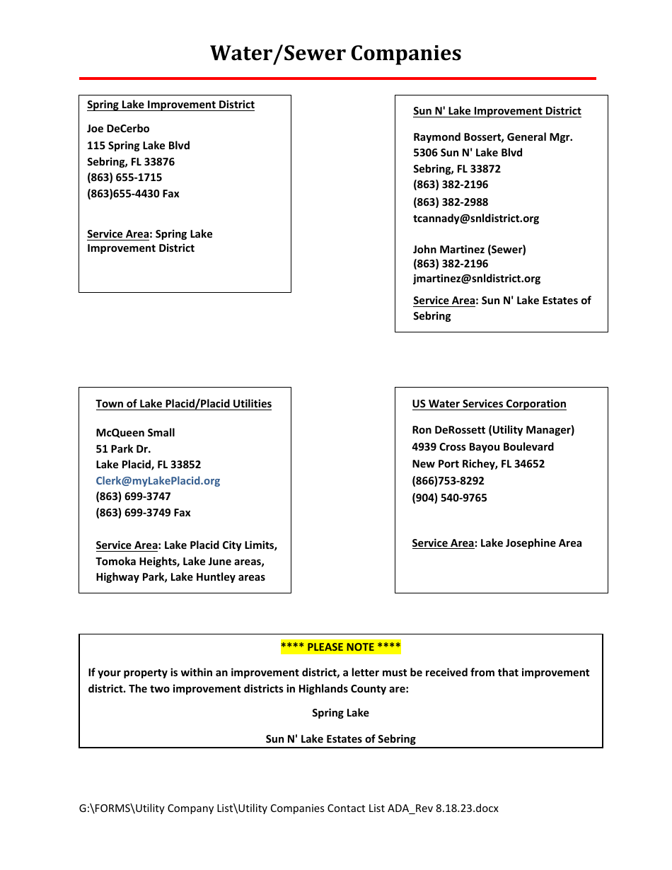 Procedures and Policy for Vacating Easements - Highlands County, Florida, Page 11