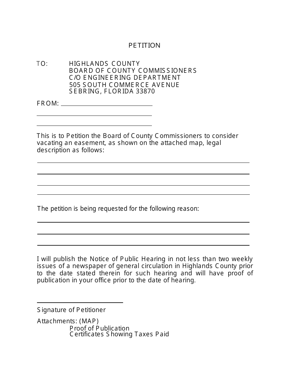 Procedures and Policy for Vacating Easements - Highlands County, Florida, Page 5