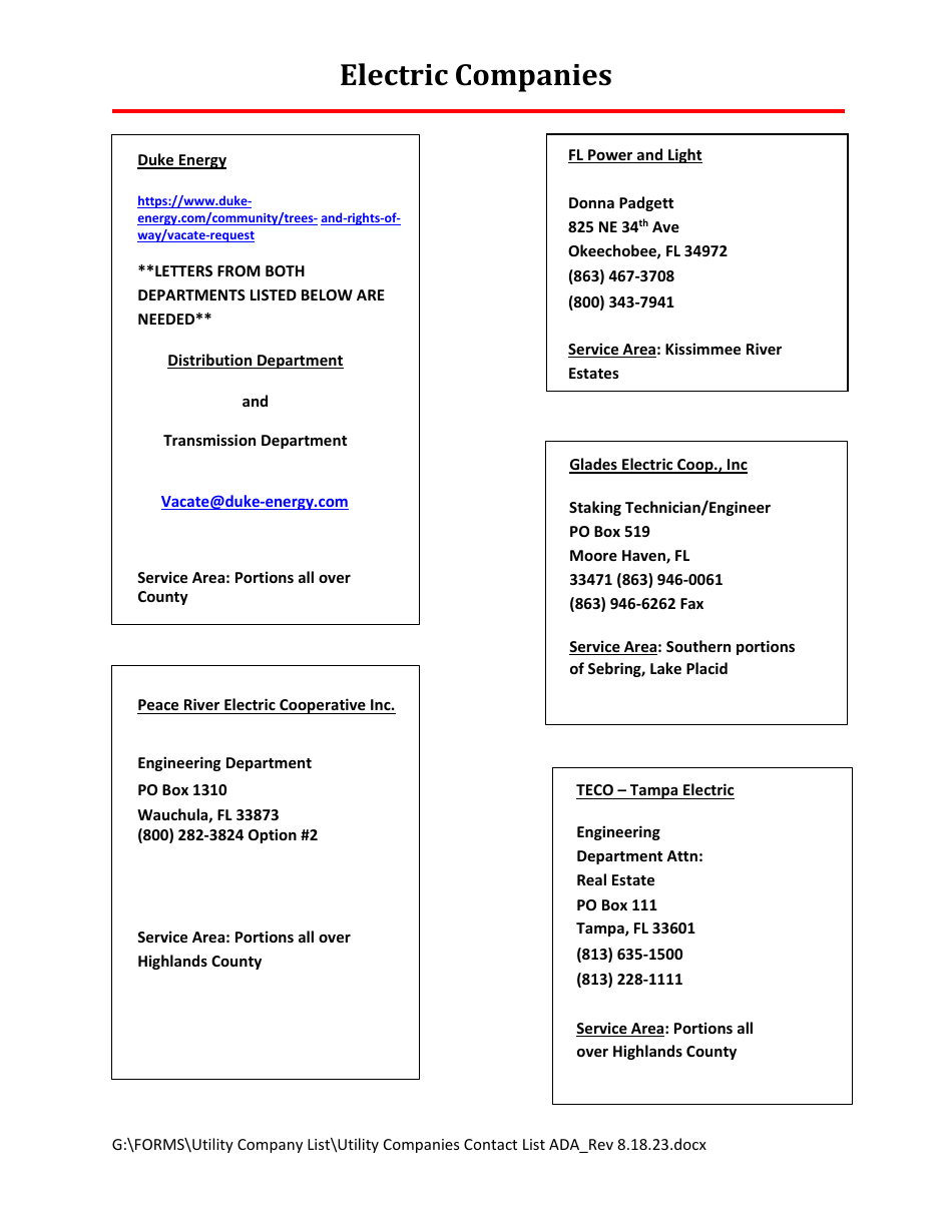 Procedures and Policy for Vacating Easements - Highlands County, Florida, Page 7