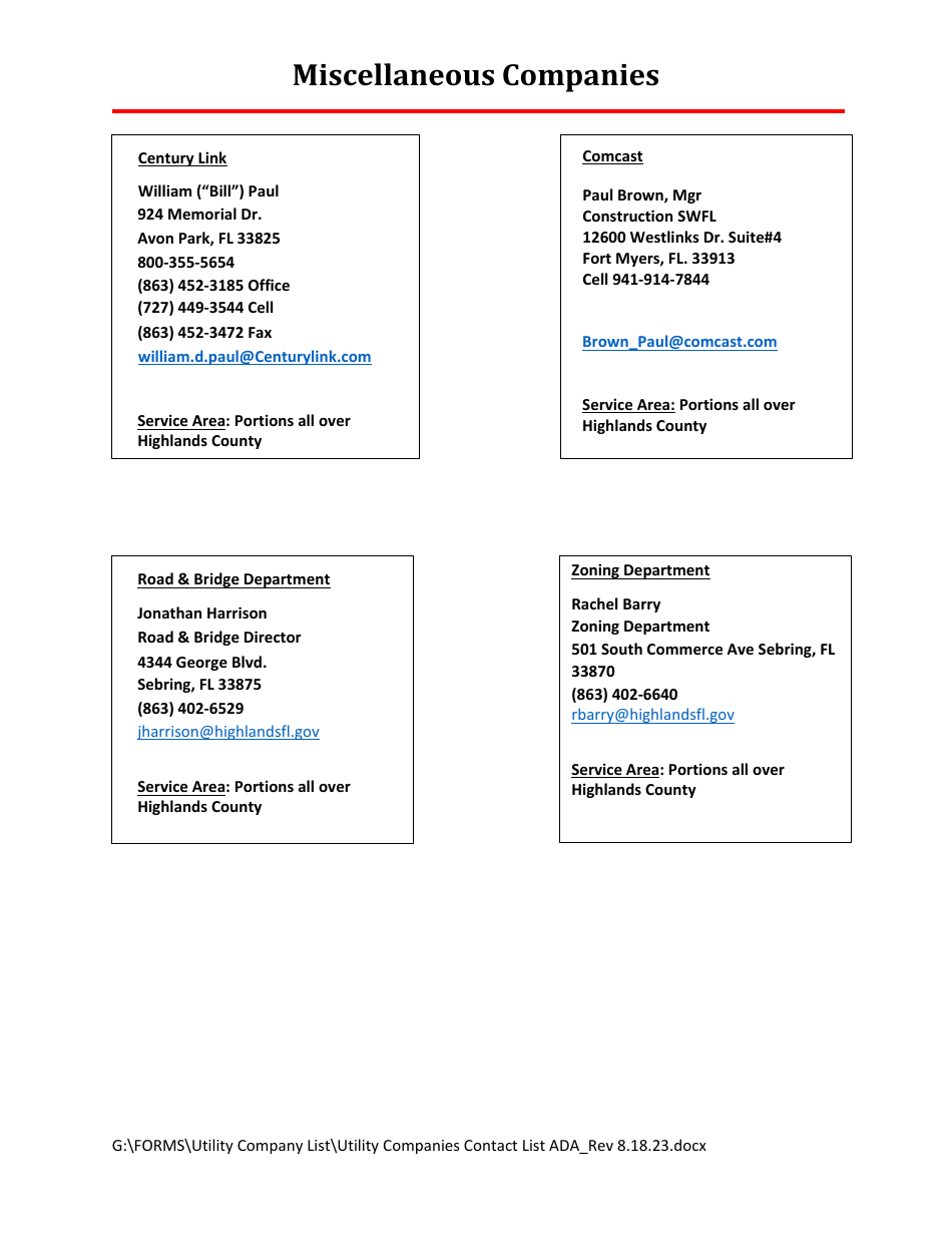 Procedures and Policy for Vacating Easements - Highlands County, Florida, Page 9