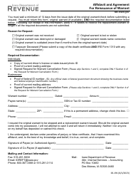 Form 06-191 Affidavit and Agreement for Reissuance of Warrant - Iowa