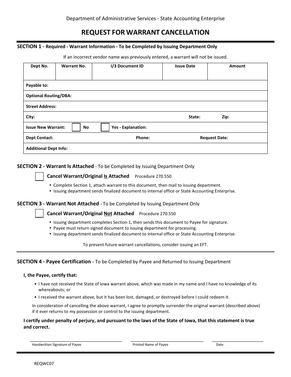 Form 06-191 Affidavit and Agreement for Reissuance of Warrant - Iowa, Page 2