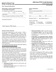Document preview: Form 41-188 Iowa Ptet Credit Schedule - Iowa, 2022