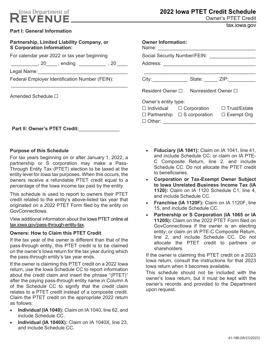 Form 41 188 2022 Fill Out Sign Online And Download Fillable Pdf Iowa Templateroller 0590