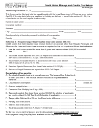 Form 57-150 Credit Union Moneys and Credits Tax Return - Iowa