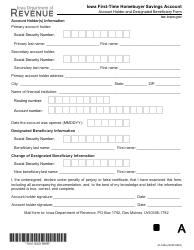 Document preview: Form 41-162 First-Time Homebuyer Account Holder and Designated Beneficiary Form - Iowa