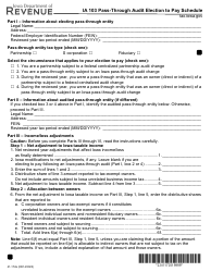 Document preview: Form IA103 (41-172) Pass-Through Audit Election to Pay Schedule - Iowa