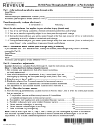 Form IA103 (41-172) Pass-Through Audit Election to Pay Schedule - Iowa