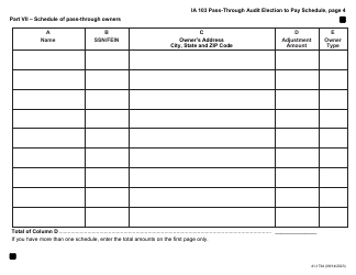 Form IA103 (41-172) Pass-Through Audit Election to Pay Schedule - Iowa, Page 4