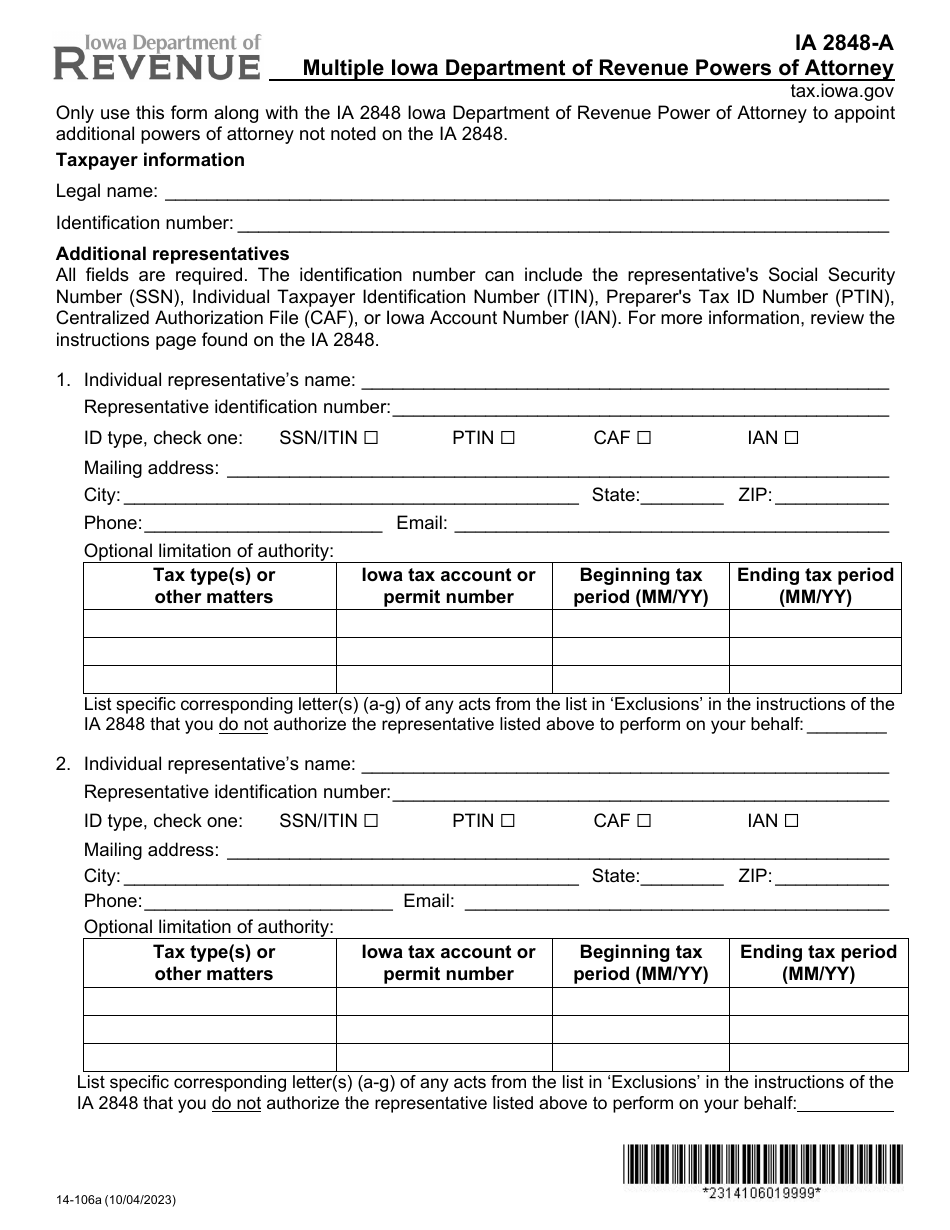 Form ia2848 a 14 106 download fillable pdf or fill online multiple