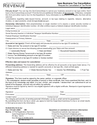 Document preview: Form 92-034 Iowa Business Tax Cancellation - Iowa