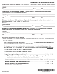 Form 78-005 Iowa Business Tax Permit Registration - Iowa, Page 2