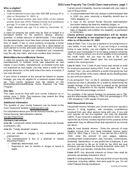 Form 54-001 Iowa Property Tax Credit Claim - Iowa, Page 2