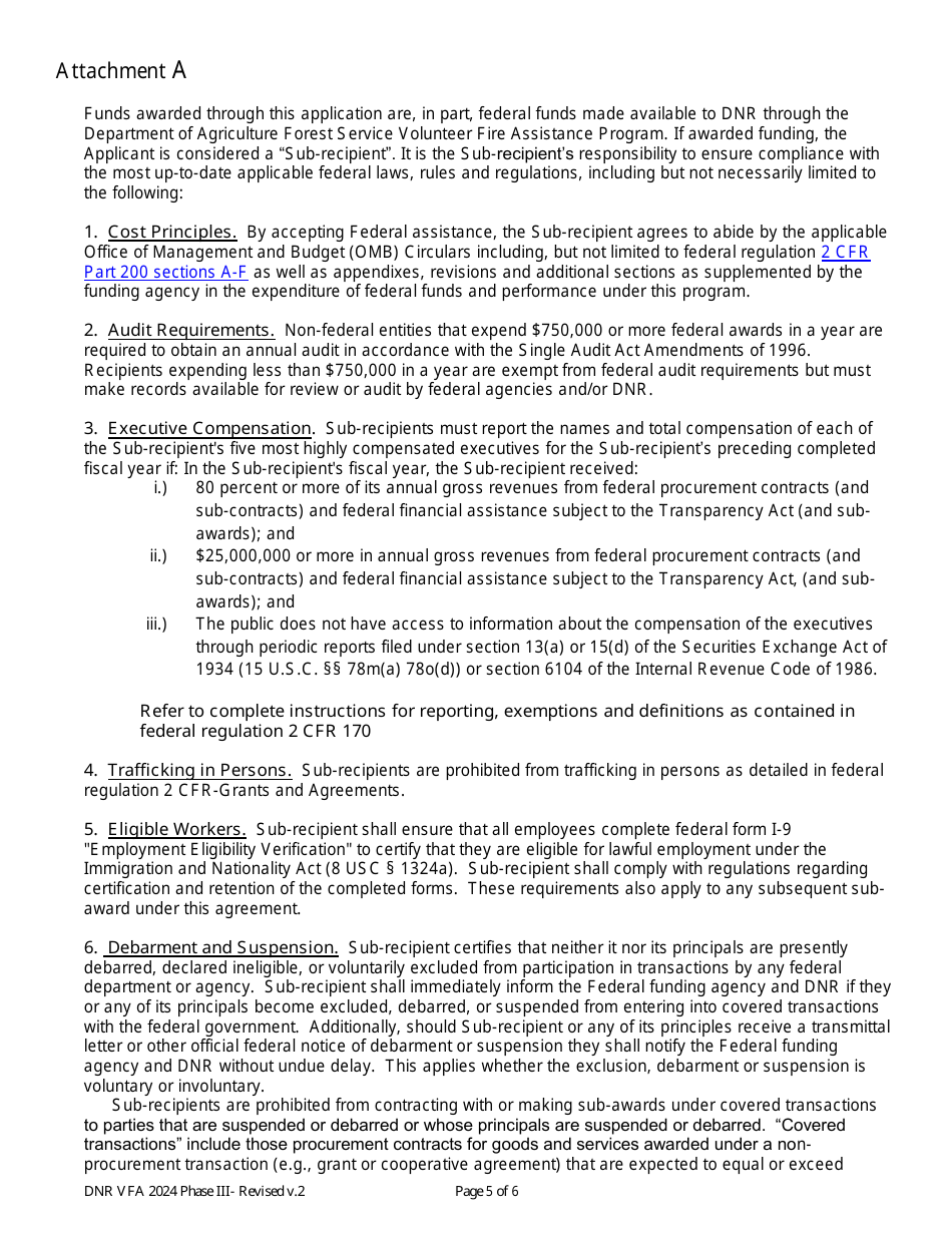 Volunteer Fire Assistance Phase 3 (Fire Shelter) Grant Application - Washington, Page 5