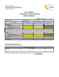 Document preview: Form CDA9069 Partners in Care Foundation Budget - California