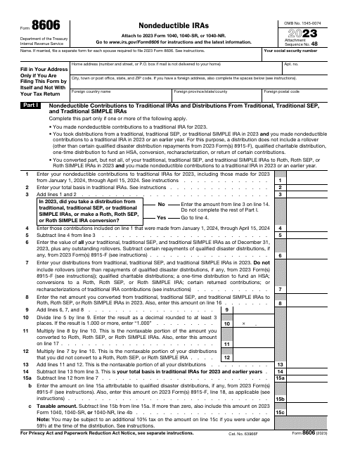IRS Form 8606 Nondeductible Iras, 2023