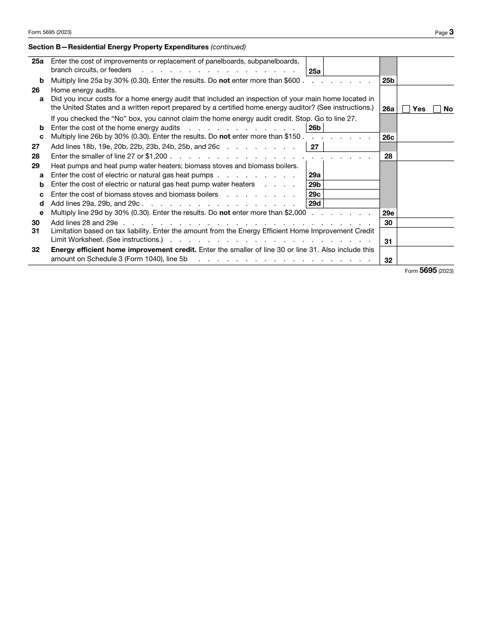 IRS Form 5695 Download Fillable PDF Or Fill Online Residential Energy ...