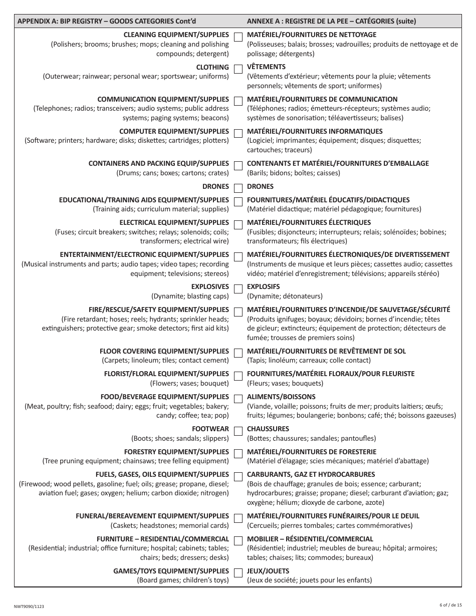 Form NWT9090 Business Incentive Policy (Bip) Application - Northwest Territories, Canada (English / French), Page 6