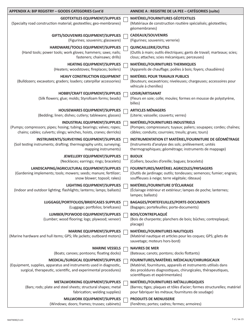 Form NWT9090 Business Incentive Policy (Bip) Application - Northwest Territories, Canada (English / French), Page 7