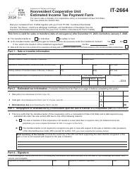 Form IT-2664 Nonresident Cooperative Unit Estimated Income Tax Payment Form - New York