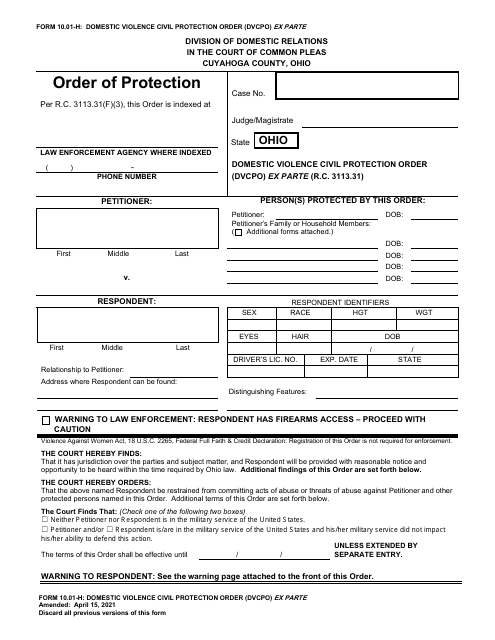 Form 10.01-H  Printable Pdf