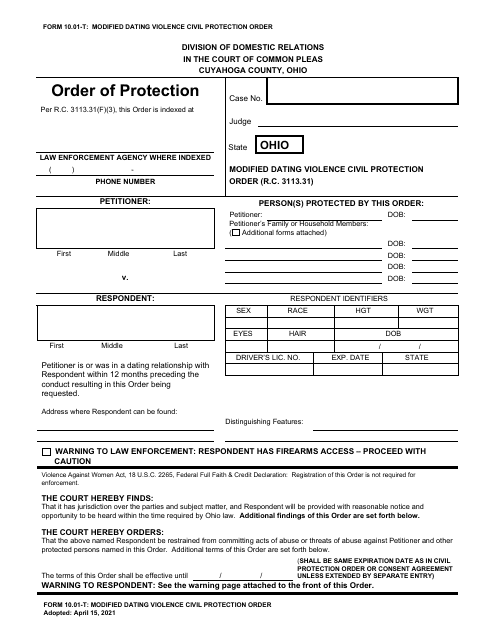 Form 10.01-T  Printable Pdf