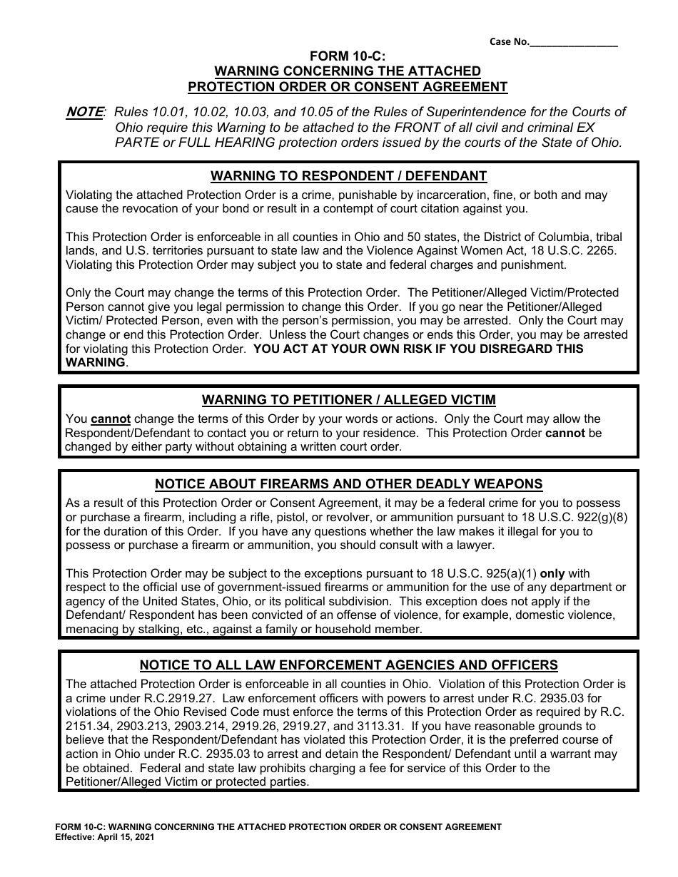 Form 10.01-T Modified Dating Violence Civil Protection Order - Cuyahoga County, Ohio, Page 6