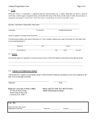 Lobbyist Registration Form - New Hampshire, Page 2
