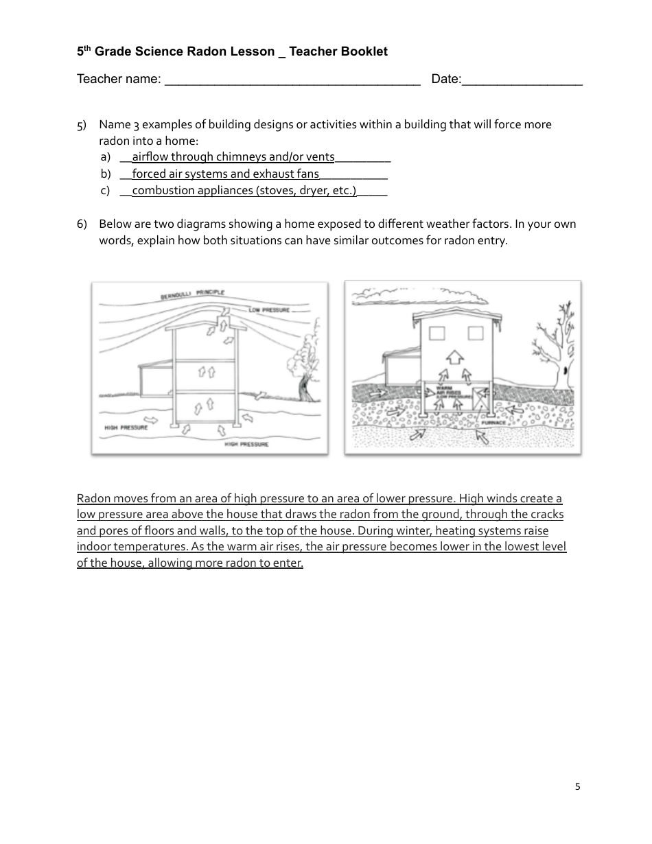 5th Grade Science Radon Teacher Booklet - New Hampshire, Page 5