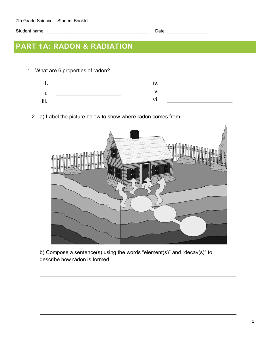 7th Grade Science Student Booklet - New Hampshire, Page 1