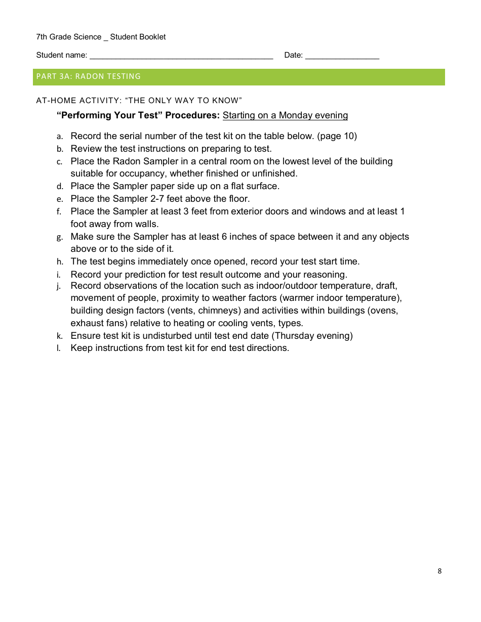 7th Grade Science Student Booklet - New Hampshire, Page 8