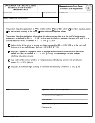 Document preview: Form JC-Civil-JV-087 Application for Child Requiring Assistance for Sexually Exploited Child - Massachusetts