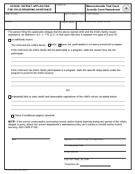 Document preview: Form JC-Civil-JV-088 School District Application for Child Requiring Assistance - Massachusetts