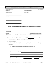 Form CSX1602 Motion for Subpoena in the Expedited Child Support Process - Minnesota