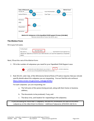 Form CSX1601 Instructions - Asking for a Subpoena in the Expedited Child Support Process - Minnesota, Page 3