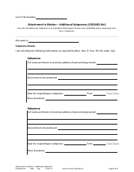 Form CSX1602-ATT Attachment to Motion - Additional Subpoenas - Minnesota