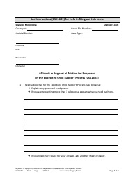 Document preview: Form CSX1603 Affidavit in Support of Motion for Subpoena in the Expedited Child Support Process - Minnesota