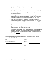 Form CSX1603 Affidavit in Support of Motion for Subpoena in the Expedited Child Support Process - Minnesota, Page 2