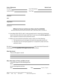 Document preview: Form CSX101 Affidavit of Service by Electronic Means (Ex Pro) - Minnesota