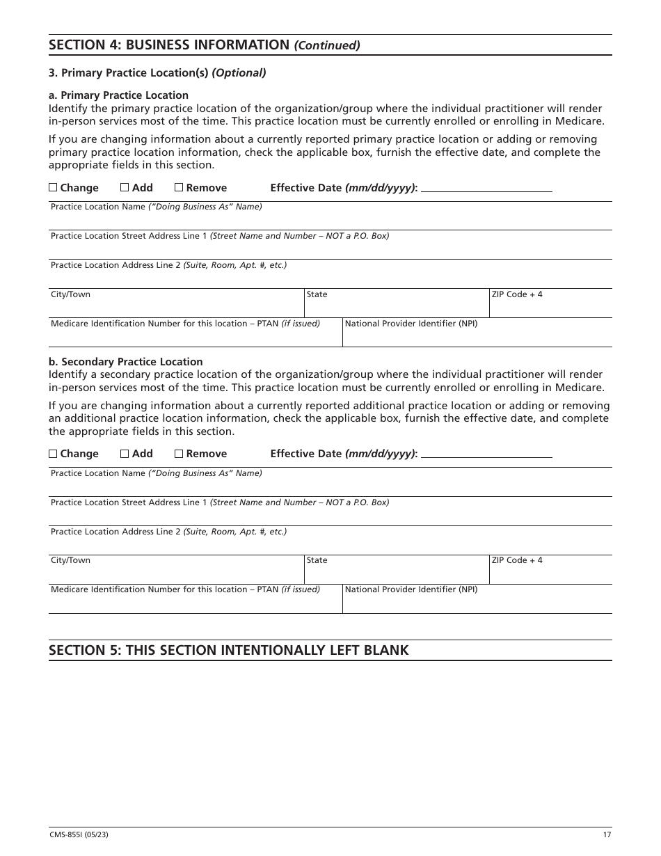 Form CMS-855I Download Fillable PDF or Fill Online Medicare Enrollment ...