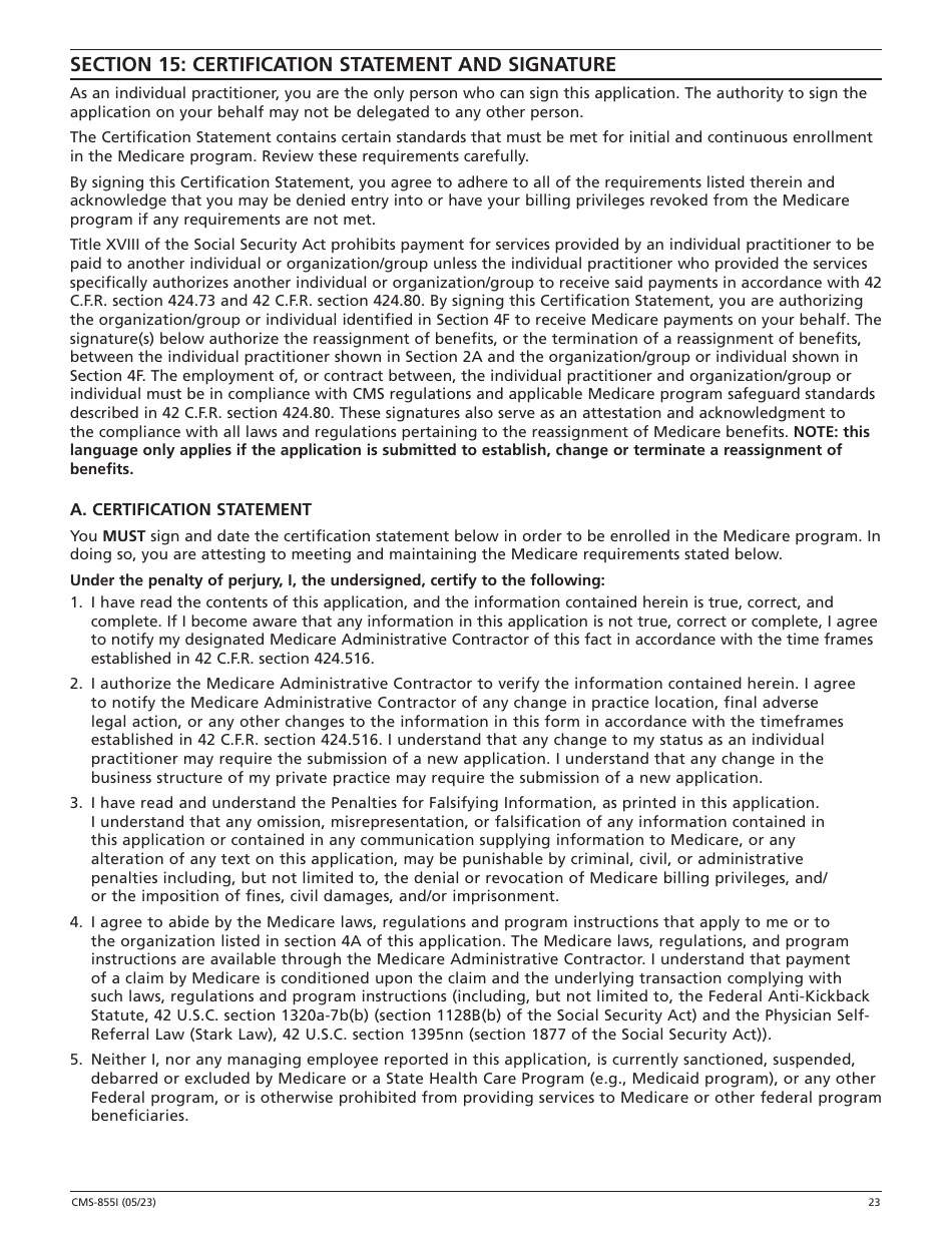 Form CMS-855I Medicare Enrollment Application - Physicians and Non-physician Practitioners, Page 24