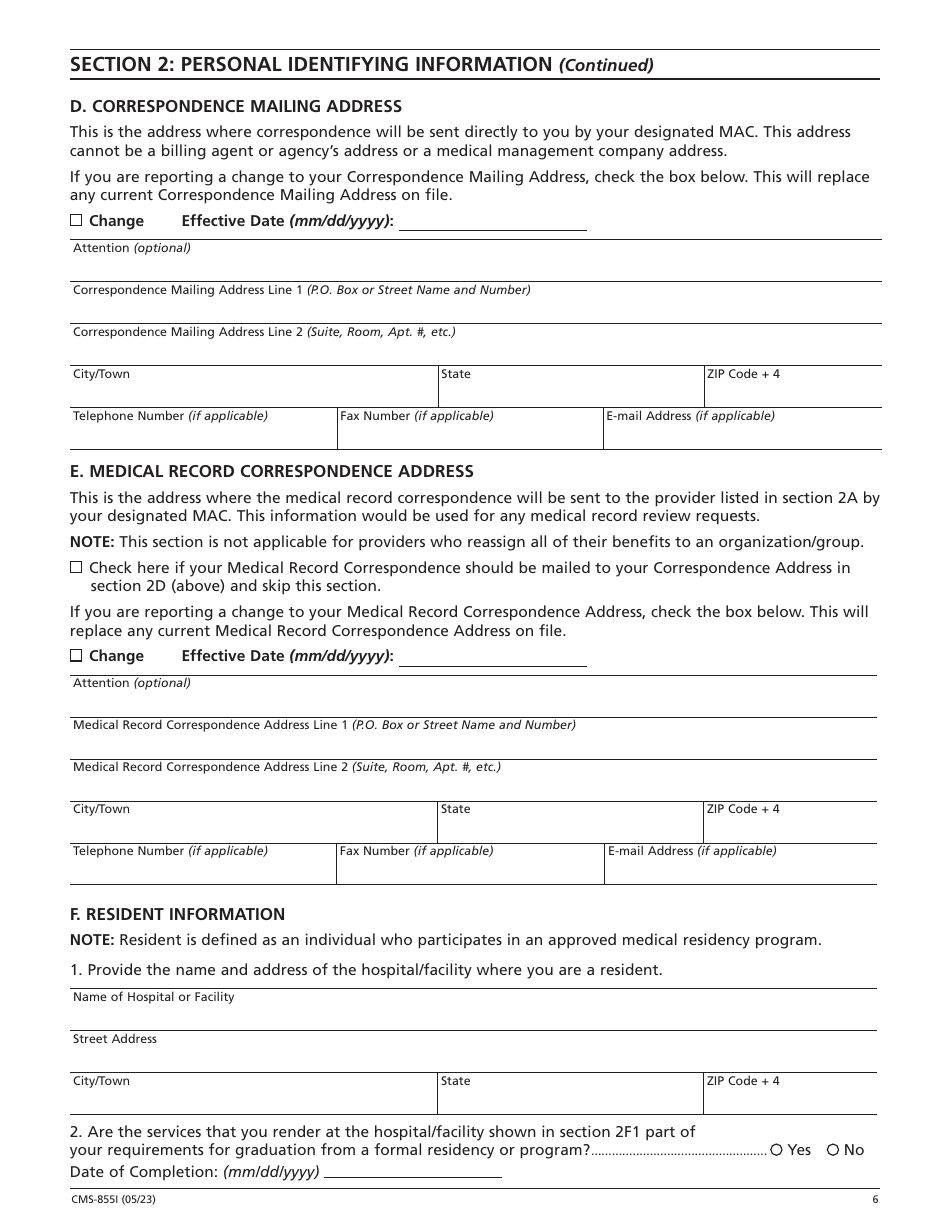 Form CMS-855I Download Fillable PDF Or Fill Online Medicare Enrollment ...