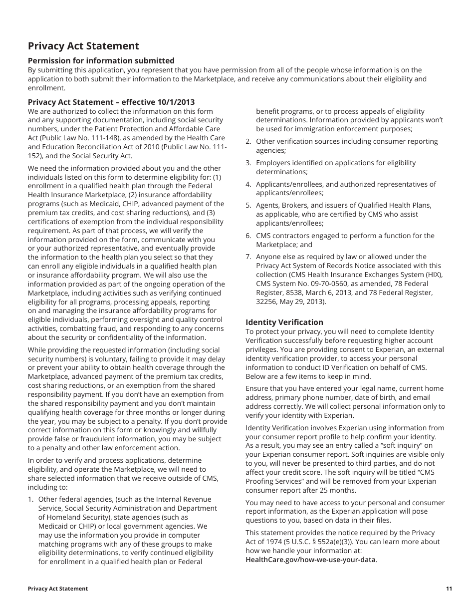 Instructions for Application for Health Coverage  Help Paying Costs - Family, Page 11