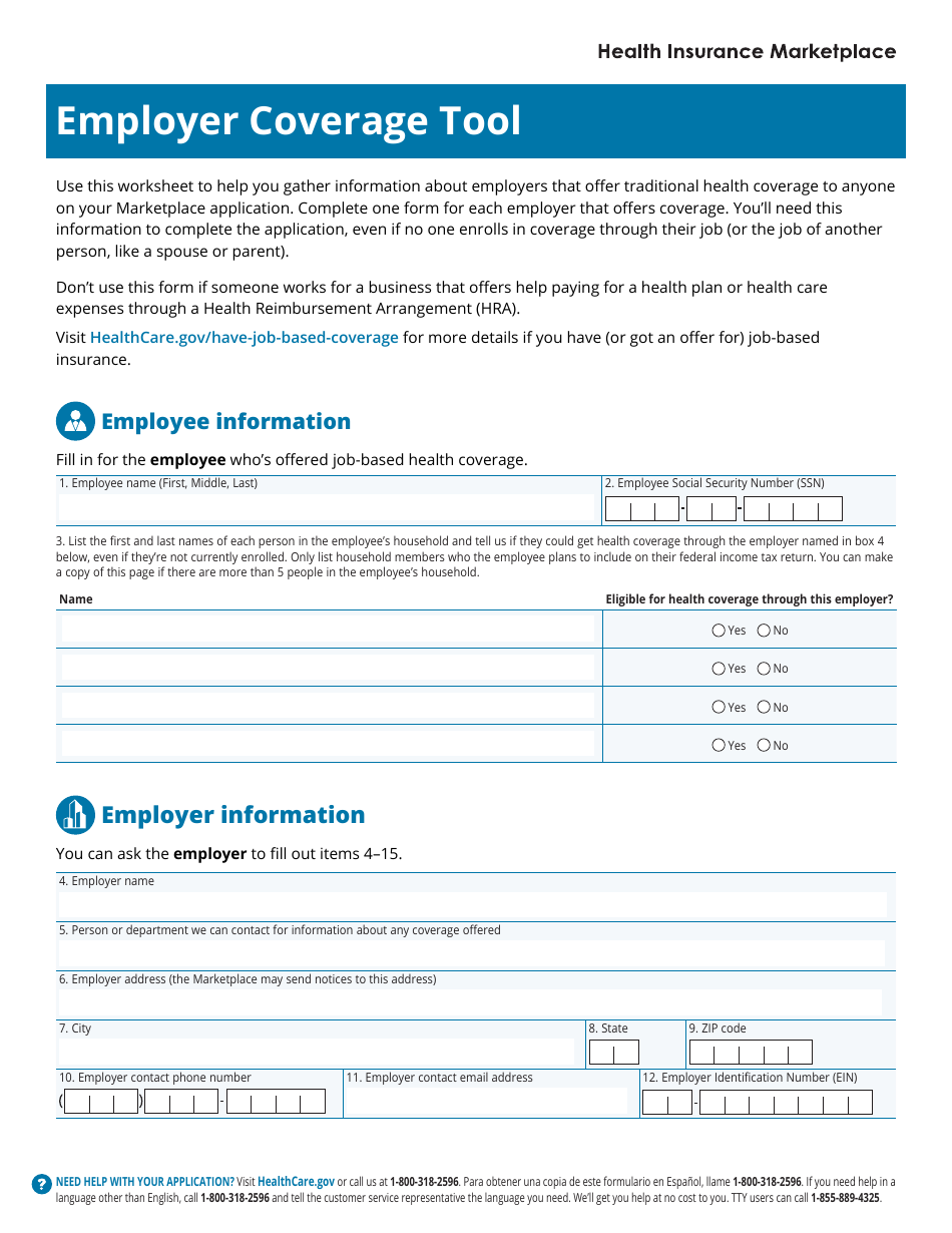 Employer Coverage Tool, Page 1