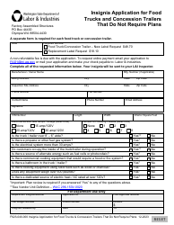 Document preview: Form F623-040-000 Insignia Application for Food Trucks and Concession Trailers That Do Not Require Plans - Washington