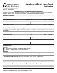 Document preview: Form F622-036-000 Manufactured/Mobile Home Permit Application - Washington