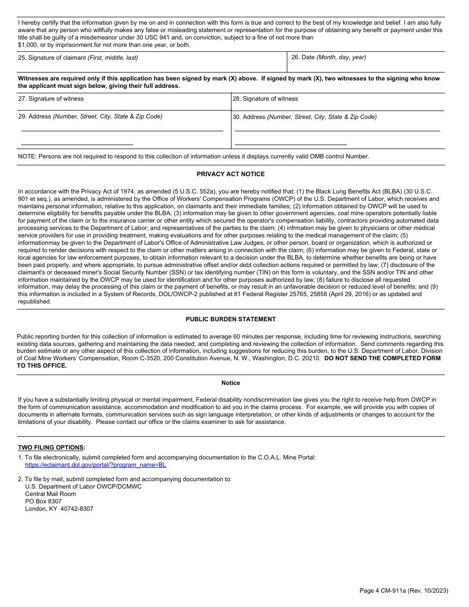 Form CM-911A Employment History, Page 4