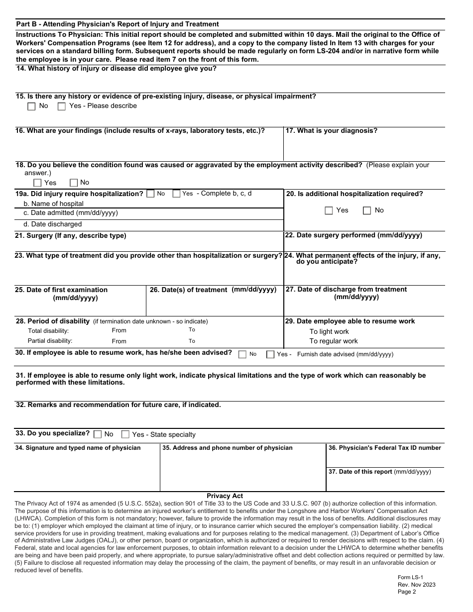 Form LS-1 - Fill Out, Sign Online and Download Fillable PDF ...