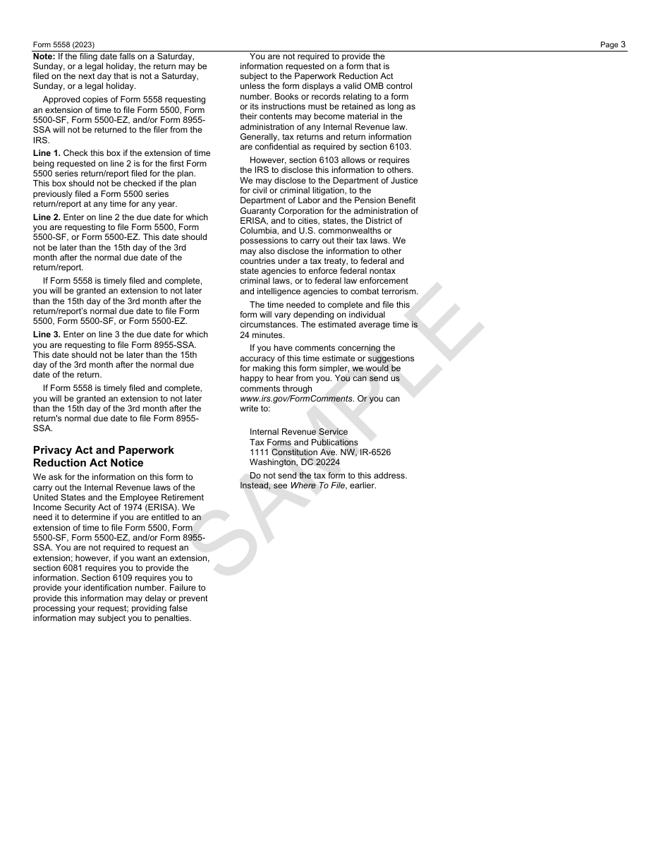 IRS Form 5558 Download Fillable PDF or Fill Online Application for